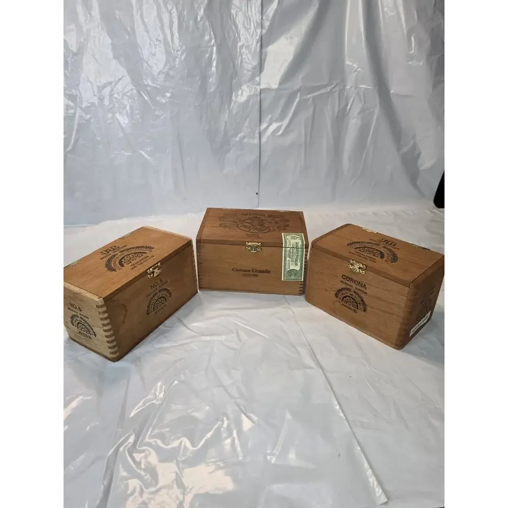 THREE (3) BEAUTIFUL WOODEN CIGAR BOXES Holds 25 Cigars Each..
